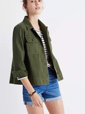 Madewell Olive Green Cropped Utility Jacket